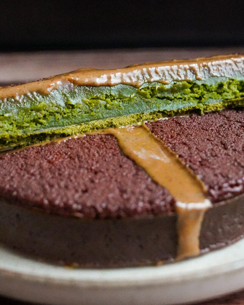 tarte au matcha decoupe