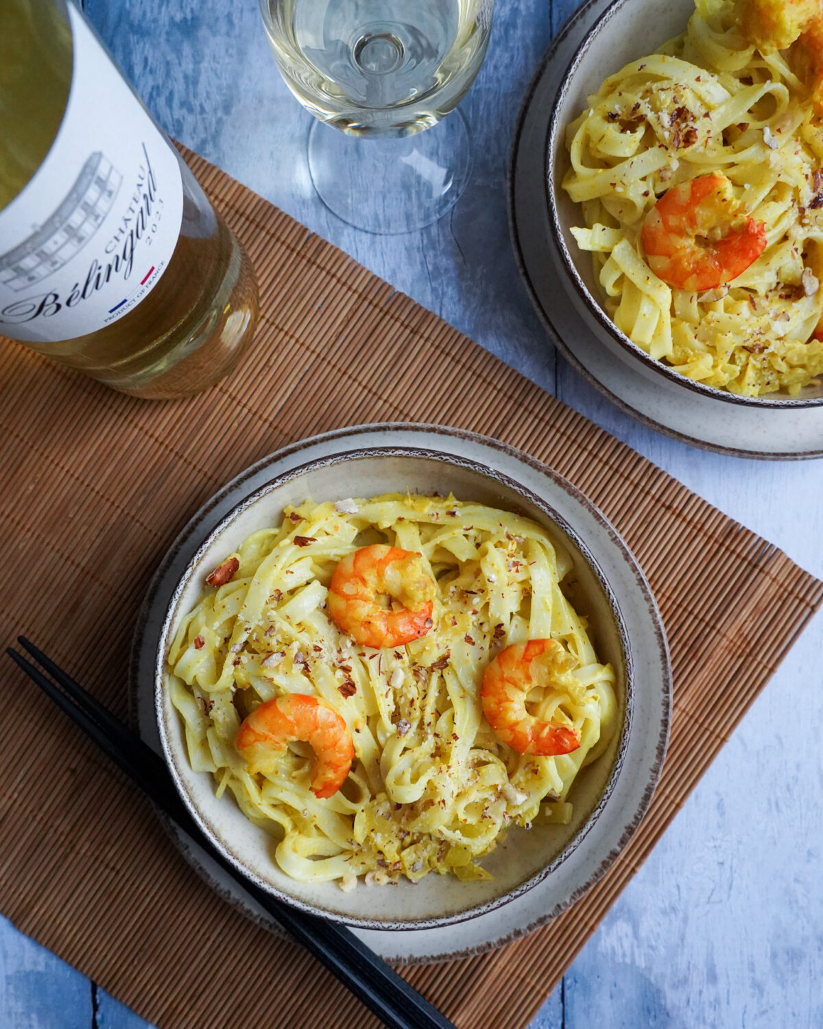 Château Bélingard Bergerac moelleux blanc accord curry nouilles de riz crevettes lait de coco