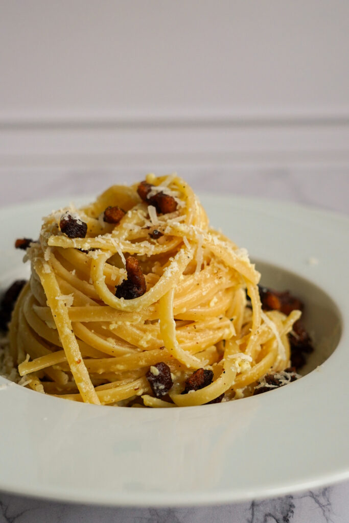 linguine carbonara guanciale iberique maison dehesa romain duvernay
