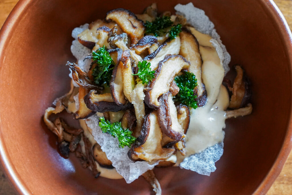 plat assiette champignons maison bogard