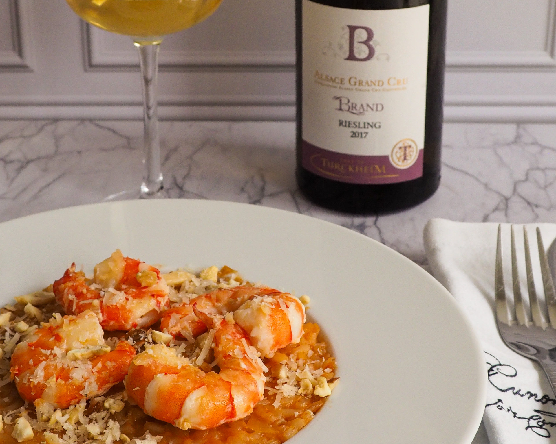 Accord risotto crevettes Riesling Cave de Turckheim